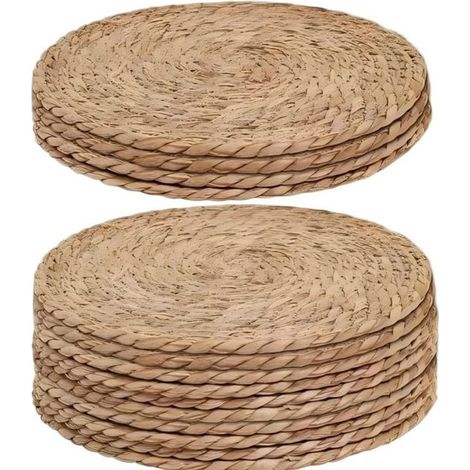 Mantel individual,36x36 cm,Juego de 10 piezas,Mantel resistente al calor hecho de cuerda de yute gruesa,Mantel individual semitejido a mano (1/5)