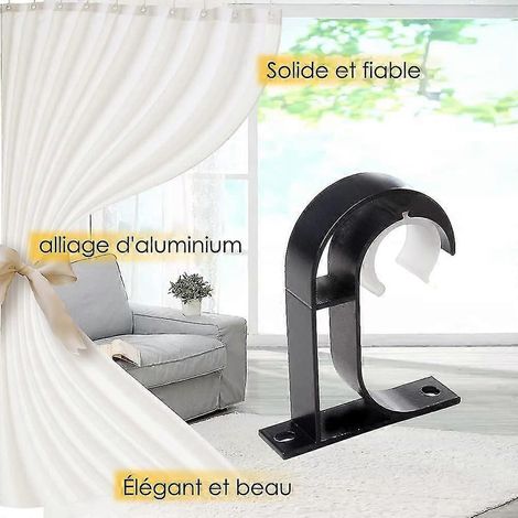 Lot de 2 supports de tringle à rideaux, en alliage de zinc, pour penderie ou dressing. Support de suspension pour rideaux à fixer au plafond. (1/5)
