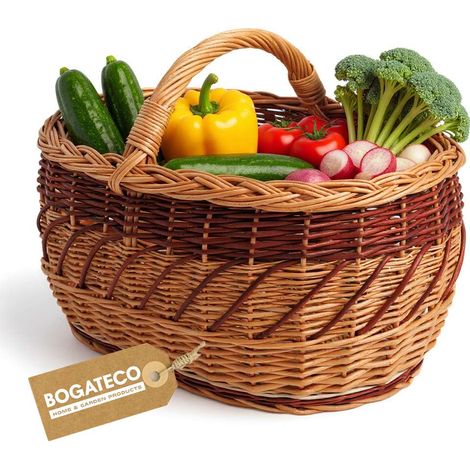 BOGATECO Panier en osier naturel marron grand modèle 45 cm (1/5)