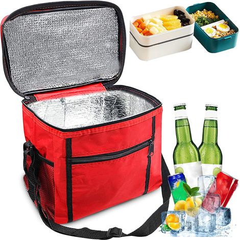 Sac Isotherme, Sac de Pique-Nique, Sac de Repas, Sac à Déjeuner, Sac Fourre Tout, Sac Repas Pliable Etanche Isotherme Léger (Rouge) (1/5)
