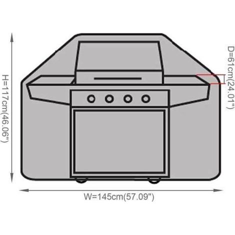 Grillabdeckung - Schwarz - 145 x 61 x 117 cm - 210D Oxford - Wasserdicht und staubdicht (1/3)