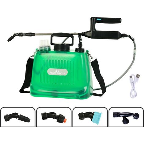 Spruzzatore elettrico, piccolo annaffiatoio per giardino domestico, annaffiatoio completamente automatico, spruzzatore da giardino con USB, spruzzatore domestico, 4 ugelli, asta telescopica, adatto pe (1/5)
