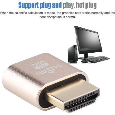 Patch HDMI Bewinner per scheda grafica, finta tacca mimetica analogica, tacca di blocco virtuale VGA HD, macchina virtuale per display HDMI, schermo virtuale per scheda grafica. (1/5)
