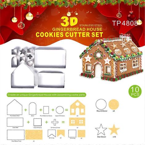 3D-Lebkuchenhaus-Backform-Set für Weihnachtsplätzchen und Kekse