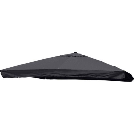 Ersatz-Bezug für Luxus-Ampelschirm HHG-116 mit Flap, Sonnenschirmbezug Ersatzbezug, 3x3m (Ø4,24m) Polyester anthrazit