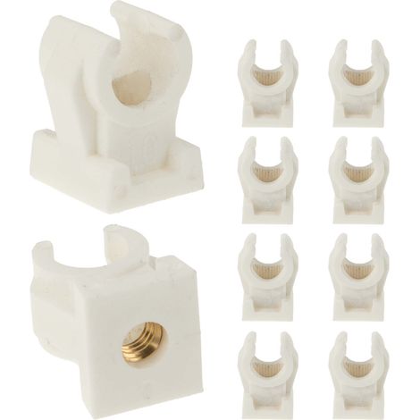 tecuro Rohrclip Set einfach 12 mm - 10 Stück - Kunststoff weiß, mit Messing - Gewindebuchse M6