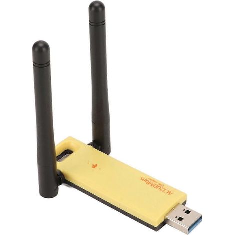 Adaptateur Wi-Fi USB 2,4 GHz / 5 GHz, interface USB 3.0, carte sans fil USB avec deux antennes à gain élevé de 3 dBi, compatible avec les PC et les ordinateurs portables. Qualité supérieure. WHBYV (1/4)