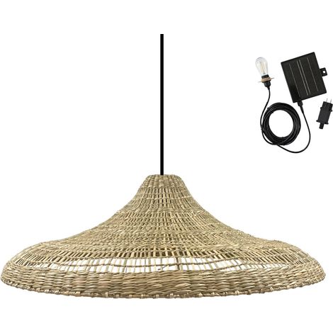 Suspension solaire bohème FREYA LARGE Beige Herbe marine D70 cm (1/2)