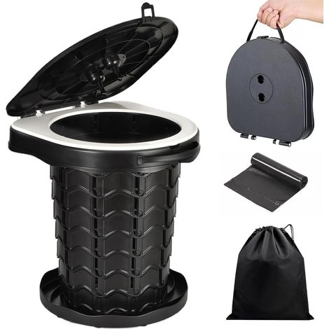 Tragbare Toilette, 220 kg Trockentoilette für Camping, faltbar, mit 10 wasserdichten Packsäcken, für Camping, Reisen, Wandern und Angeln (1/5)