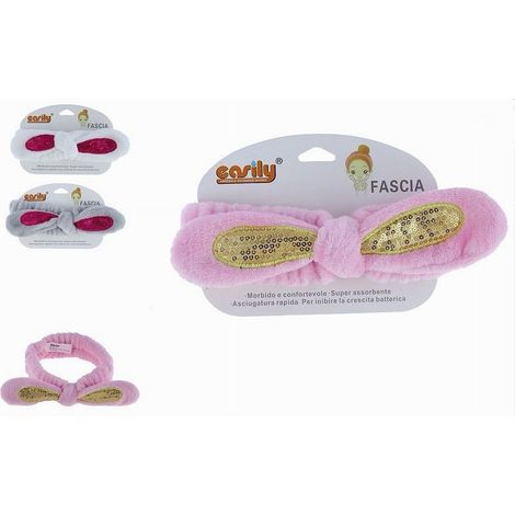 Cleafe - Fascia Per Capelli Doccia Shampoo Trucco Spugna Fiocco Paillettes 3 Colori 79296 - (1/3)