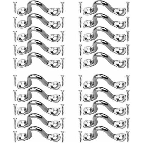 Accessoires pour remorque,20 Pièces Plaque Oeillet Acier Inoxydable, Boucles De Pont pour Kayaks Pontet INOX, Forme à Bosse Boucle Fixe, Pontet INOX Oeil Plaques, avec 40 Pièces Vis, pour Kay (1/5)