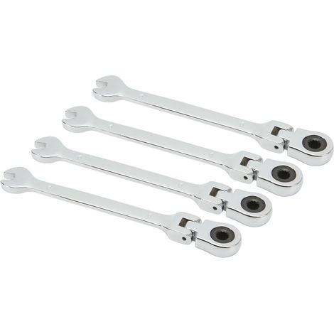 Clé à cliquet métrique à tête pivotante (lot de 4), double extrémité, outil mixte flexible à cannelure, 6 mm / 0,24 (1/5)