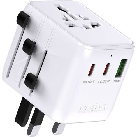 USB-C/USB-A-Reiseadapter für EU, UK, US, AUS und JP – Weiß (1/2)