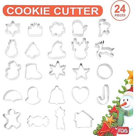 Set di 24 tagliabiscotti natalizi, accessori per la cottura dei biscotti, stampi per biscotti, figure per biscotti, tagliabiscotti natalizi (1/5)