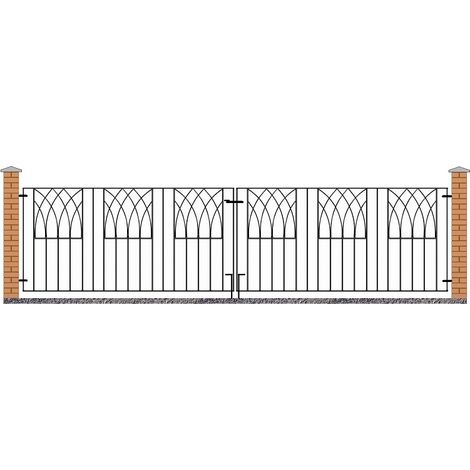 Abbey Modern Double Driveway Gate - Solid Steel - Fits Gap of 3530 mm x 812 mm High - Electro Galvanised/Black Powder Coated