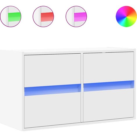 Mobile TV Armadietto TV Mobile Porta TV a Parete con Luci LED Bianco 80x31x45 cm (1/5)