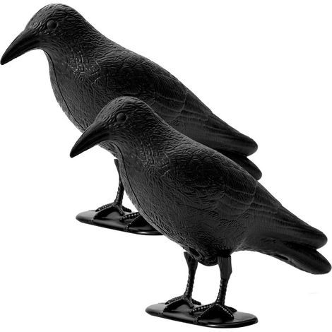 Corbeau Anti-Pigeon, Effaroucheur Oiseaux Exterieur, Anti Pigeons pour Balcon, Toit et Jardin, Effaroucheur Pigeons, Corbeau Noir en Plastique (2 Pièce) (1/5)