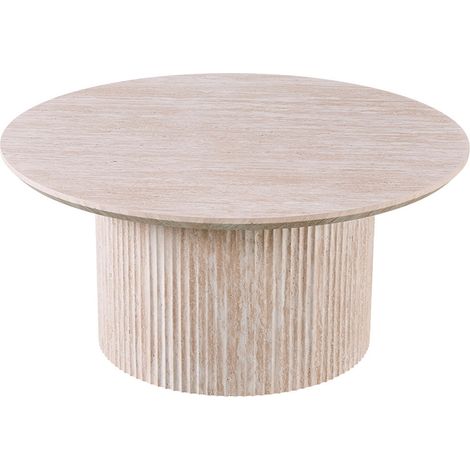 LAGOS - 80 - Table basse ronde couleur travertin D80 cm