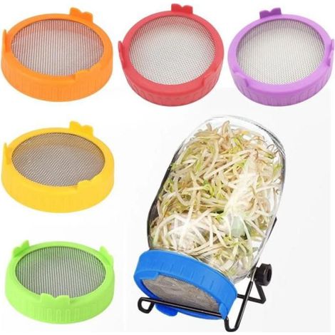 1 Couvercle de germination 86 mm,maille fine drainage efficace,plastique PP résistant,bords lisses manipulation,pour bocaux large ouverture (1/3)