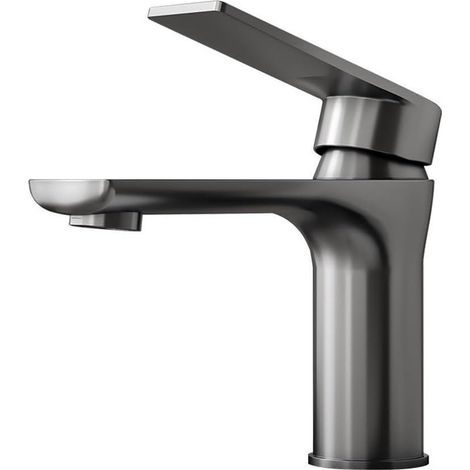 Robinet de lavabo inox noir eau chaude/froide pour vasque (1/5)