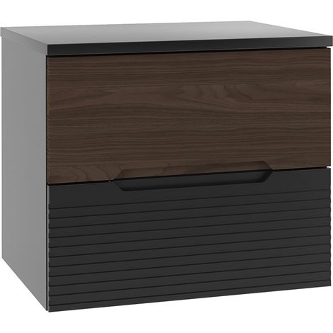 Mueble bajo lavabo 60cm encimera Sylla Negro y madera (1/4)