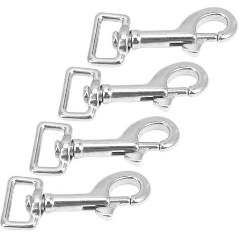 Lot de 4 mousquetons à anneau carré, boucle simple tête en acier inoxydable pour animaux de compagnie, pour portefeuille ou sac à dos, 59 mm/2,3 pouces, 30 kg/66,1 lb (1/5)