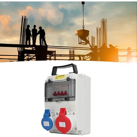 Unité de distribution d'énergie portable 230 V/400 V CA avec disjoncteur, unité de distribution d'énergie de terrain à 5 pôles avec 1 prise Schuko. (1/5)