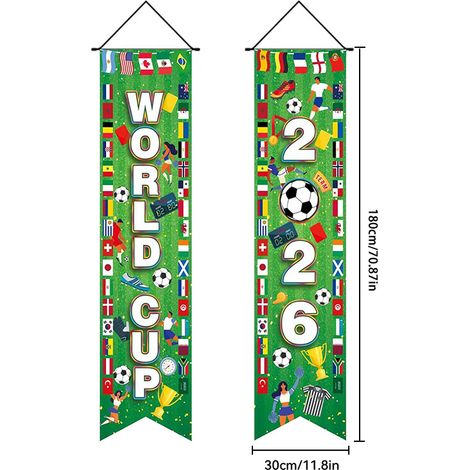 Hängendes Banner für die Haustür – Fußballmotiv (Weltmeisterschaft 2026) – Dekoration für Partys, Sportveranstaltungen, Bars, Straßen oder Zuhause (Modell 1) (1/5)
