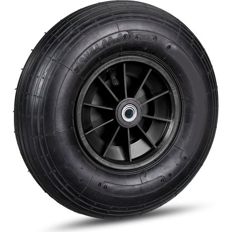 Ruota per carriola multiuso da giardino 32,5 x 9,5 cm comfort di trasporto superficie profilata in gomma nera 130007855