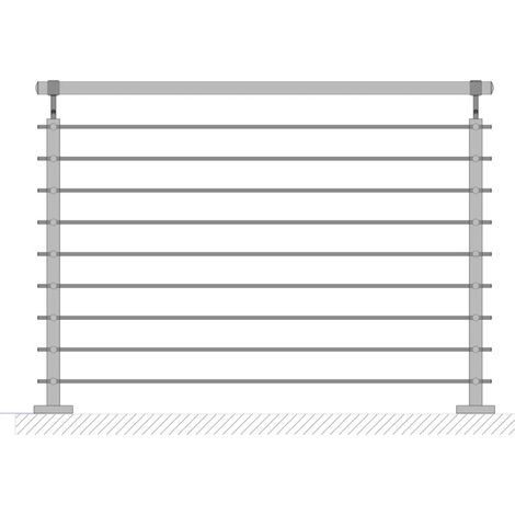 parapetto modulare certificato in acciaio inox aisi 304 con fissaggio a pavimento, 150 cm - kit completo a1 (1/3)