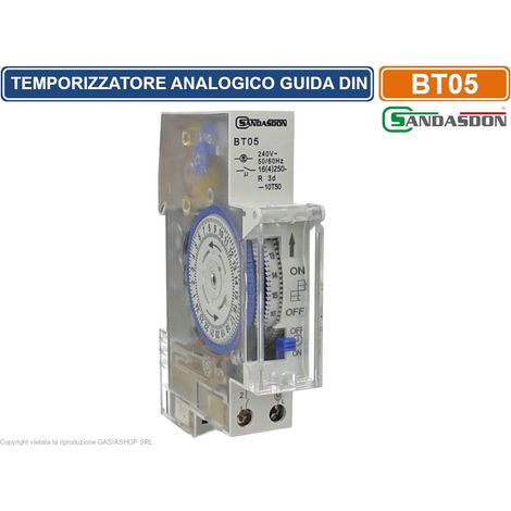 TEMPORIZZATORE ANALOGICO INTERRUTTORE ORARIO 1M MONTAGGIO SU BARRA DIN 16A CON RISERVA DI CARICO (1/3)