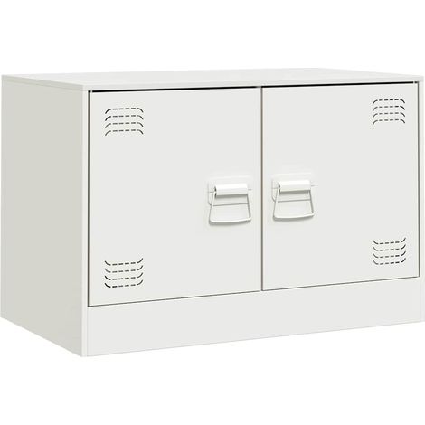 Mobile TV multimediale scaffale per televisione televisore buffet sala da pranzo soggiorno camera da letto 67 x 39 x 44 cm acciaio bianco 020026144