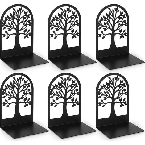 Metall Buchstützen mit Baum-Design, 3 Paar, Schwarz (1/5)