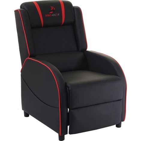 Fernsehsessel HHG-110, Relaxsessel TV-Sessel Gaming-Sessel, Kunstleder schwarz/rot