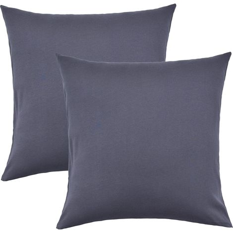 Lot de 2 housses jersey gris anthracite 40x40 cm coussin nuque latéral (1/4)