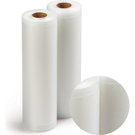 2 Rollen Einschweißfolie für DOMO Vakuumierer + Folienschweißgeräte, 20cm x 6Mtr (1/4)