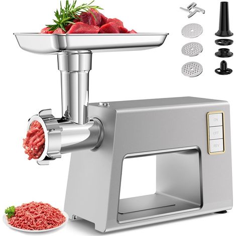 Hachoir a Viande, 2000W Hachoir Electrique avec 3 grilles en acier inox, Kubbe et tubes de Remplissage de Saucisses, hachoir pour hamburgers, kibbehs et nourriture pour chiens