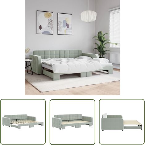 vidaXL Lit de jour avec gigogne sans matelas gris clair 90x200 cm (1/5)