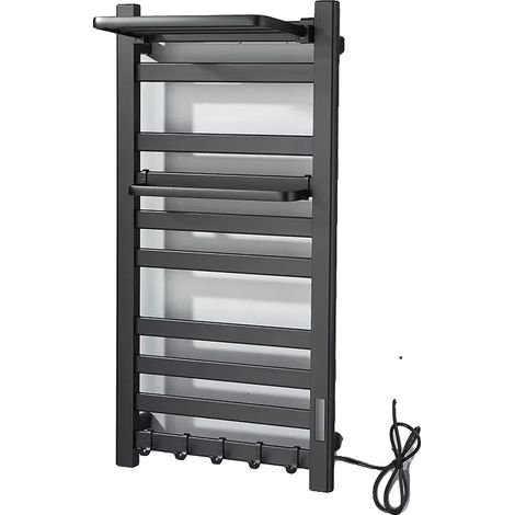 Radiateur de serviettes chauffant électrique, Chauffage rapide, Design gain de place, Noir, 220V-240V Prise EU (1/2)