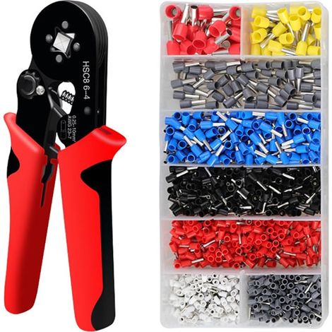 Pince à Sertir,avec 1200 Embouts de Câble [0.25-10mm²],Outil électrique, pince a sertir cosse electrique,cosse a sertir,pour Terminaux Câbles Manchons D'extrémité (1/5)