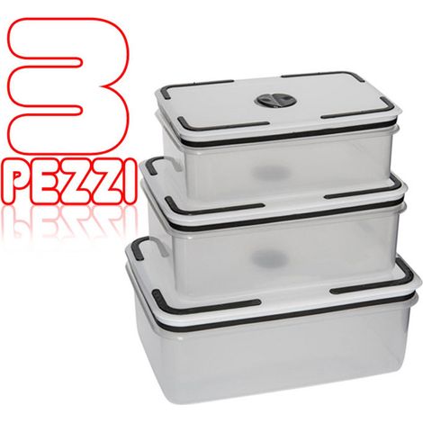 Trade Shop - 3 Pezzi Content Cuisine For Cibo Pranzi Plastic Trasparente Salva Freschezi - (1/3)
