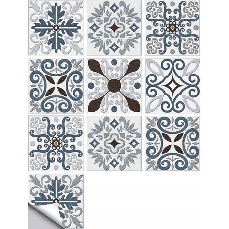Juego de 10 paneles autoadhesivos de PVC con diseño de patchwork, papel pintado de 20x20cm zm-06-030 (1/5)