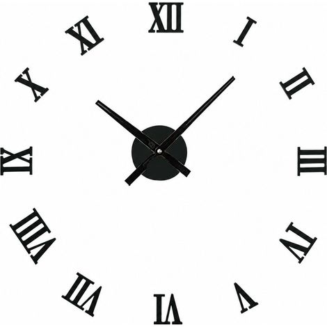 Horloge murale 3D moderne en acrylique noir, silencieuse, autocollante à faire soi-même pour le salon ou la maison (1/5)