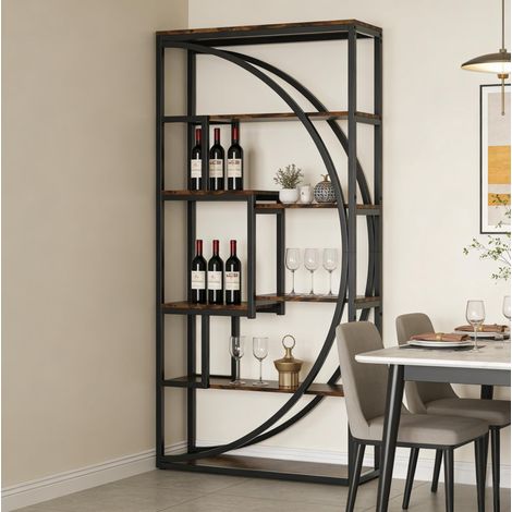 Meuble rangement 80x30x179 cm géométrique noir HAVRYA (1/5)