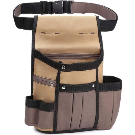 Verstellbarer Werkzeuggürtelhalter, Canvas-Werkzeugtasche für Heimwerker, Khaki (ohne Werkzeuge) (1/4)