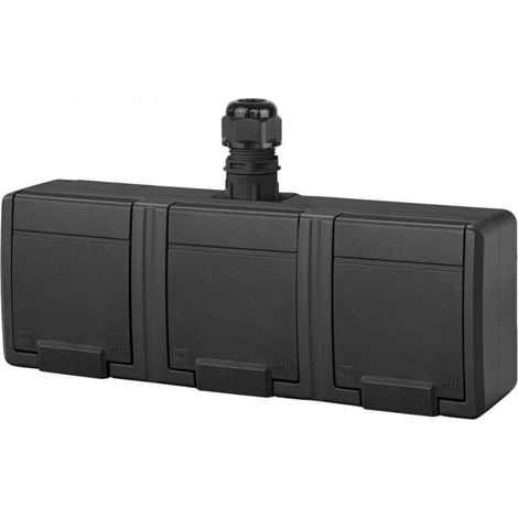 Aquant 2K Dreifach-Aufputzsteckdose mit Erdung 3x2P+Z IP65 Anthrazit 5043-67