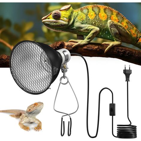 Lampe Chauffante Dôme Réflecteur, 5.5 Pouces E27 200W Lampe Chauffante Terrarium Support de Lampe à Réflecteur pour Ampoule UVA UVB [Classe énergétique G] (1/5)