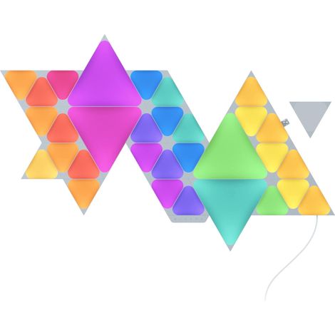 Nanoleaf Shapes Mini Triangle Starter Kit Bundle, 32 Triangoli Luminosi LED RGBW Smart (28 Mini + 4 Triangoli), Applique da Parete Interno Modulari, Luci Led 16M Colori WiFi, Sincronia Musica, Alexa (1/4)
