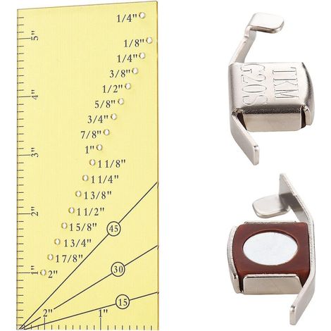 Nahtzugabenlineal und 2 magnetische Nahtführungen für Nähmaschinen, 1/8" bis 2" gerade Säume