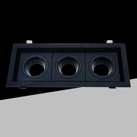 Trade Shop - Schwarzes Einbau-Dreifach-Rotationsstrahler für Glühlampen GU10 GU5.3 P33-N3 - (1/3)